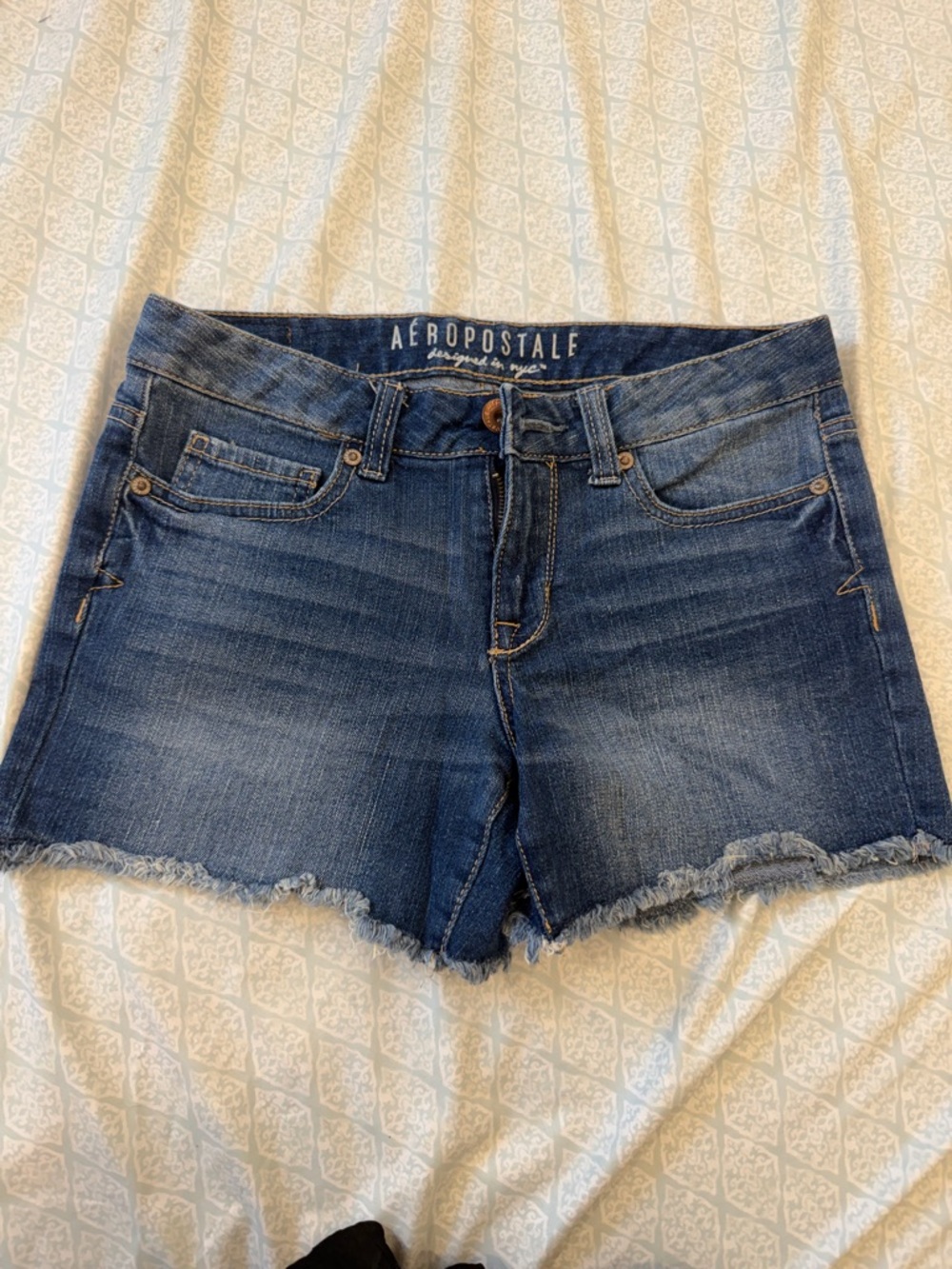 Aeropostale Women's Blue Distressed Denim Cutoff Shorts